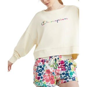Champion Women Comfy Crewneck Sweatshirt and Shorts Set